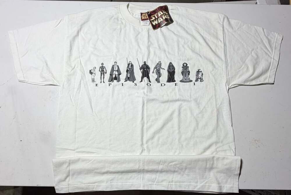 VTG Star Wars Episode I Character Lineup White T-Shirt Giant Brand Size XL NWT